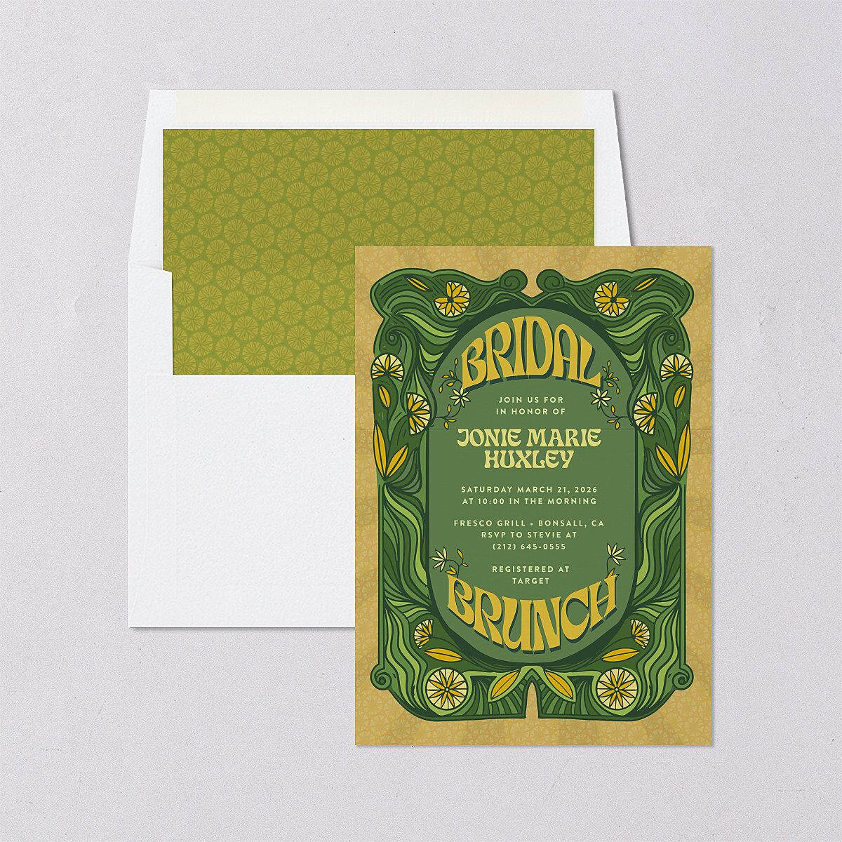 Wedstock Bridal Shower Invitations Scottish Green Signature Blank