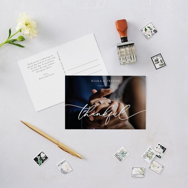 Romantic Photo Thank You Postcards Hunter Green