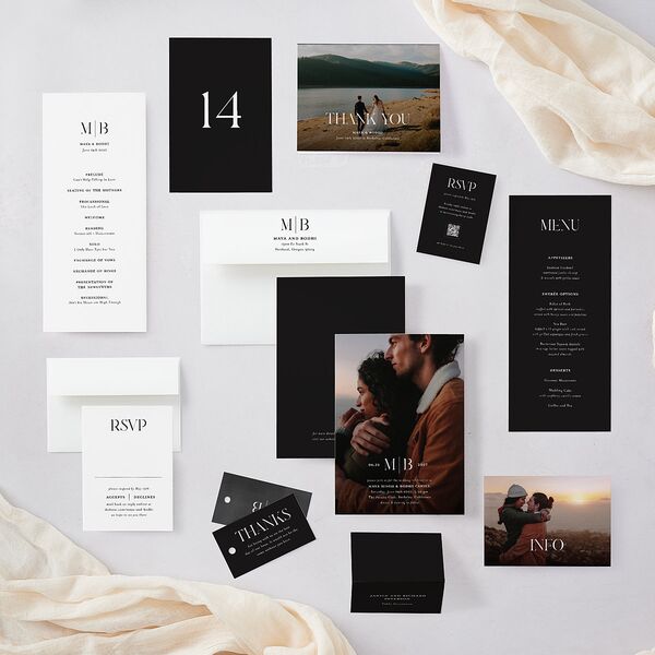 Monogram Portrait Wedding Enclosure Cards Midnight Signature Standard