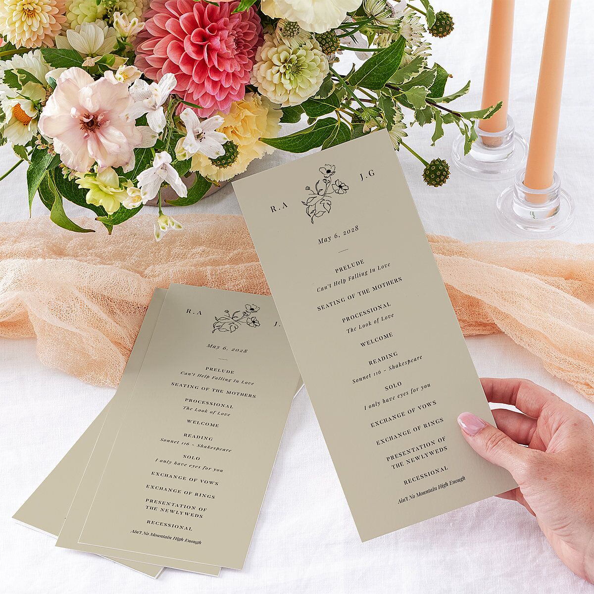 Elegant Minimal Wedding Programs Champagne Signature