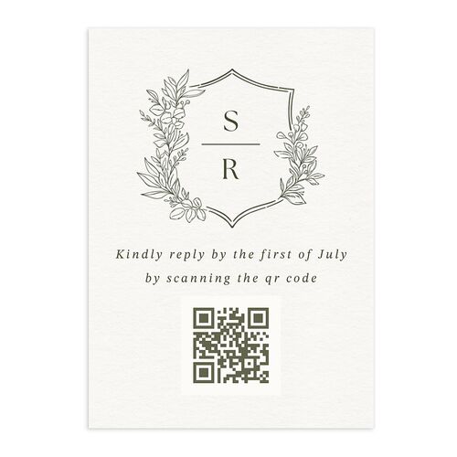 Elegant Garland Crest QR Code RSVP Cards Dark Camo Signature Standard