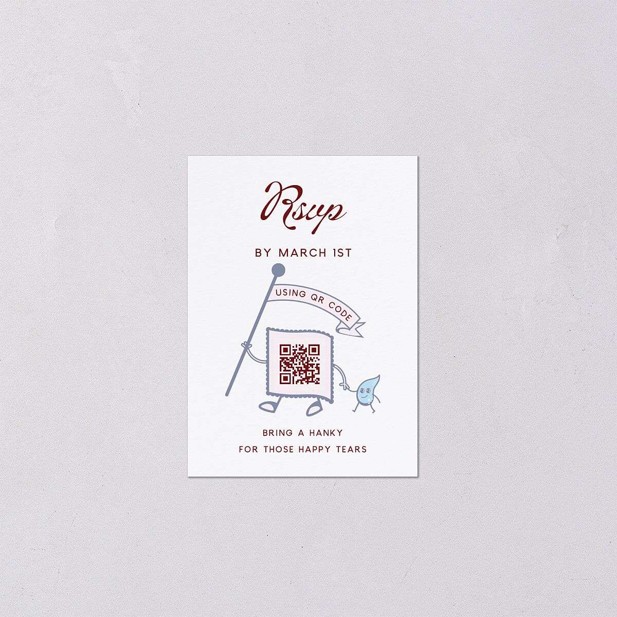 Whimsical Retro Cartoon QR Code RSVP Cards Baby Blue Signature Standard