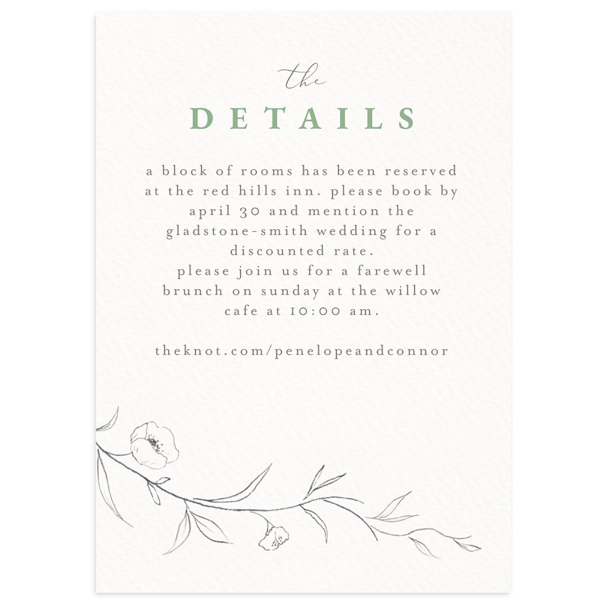 Graceful Botanical Wedding Enclosure Cards