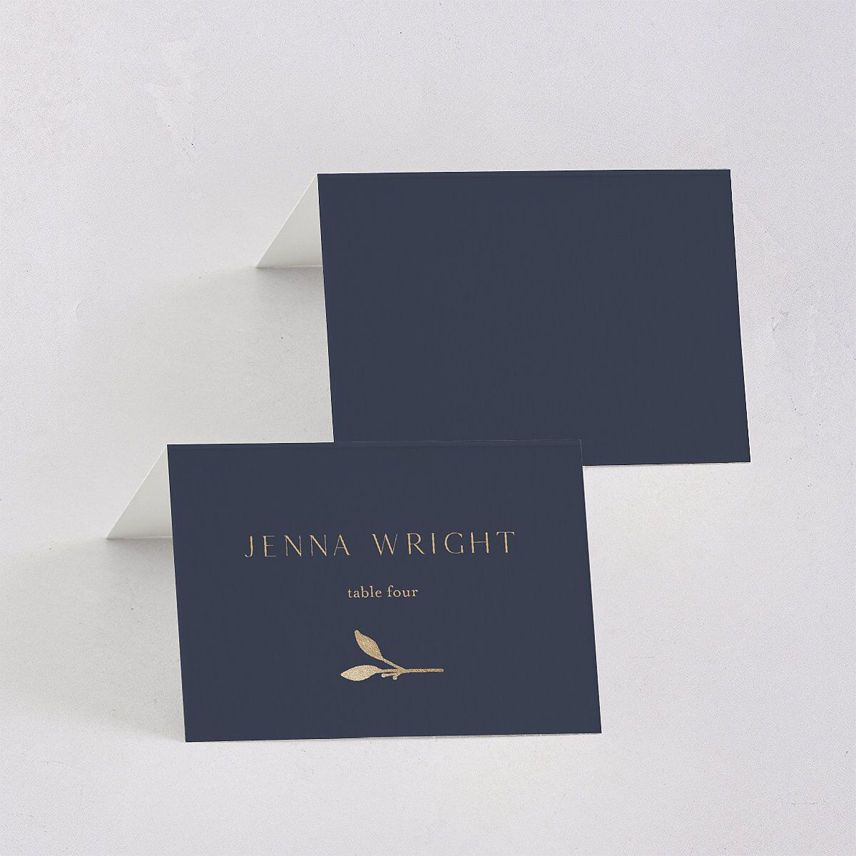 Gilded Sprigs Foil Place Cards Gold Moody Blue Signature