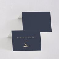 Gilded Sprigs Foil Place Cards Gold Moody Blue Signature