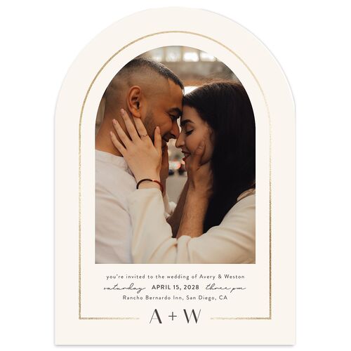 Monogram Arch Foil Wedding Invitations Gold Champagne Signature Blank Arch No