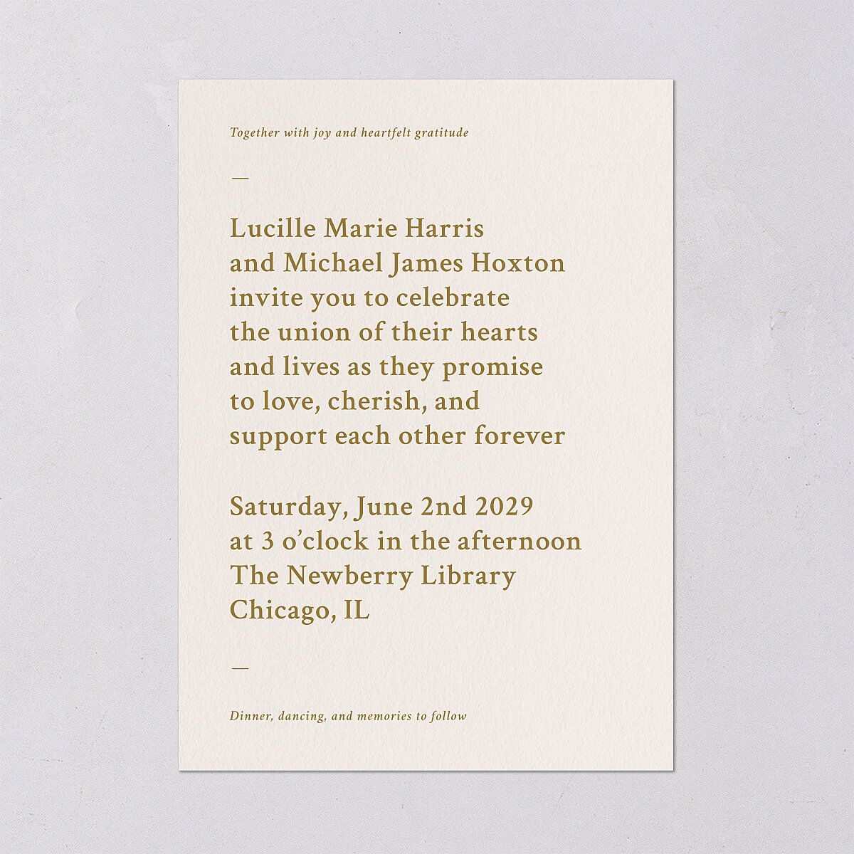 Elegant Typography Wedding Invitations Gold Signature Blank No Standard