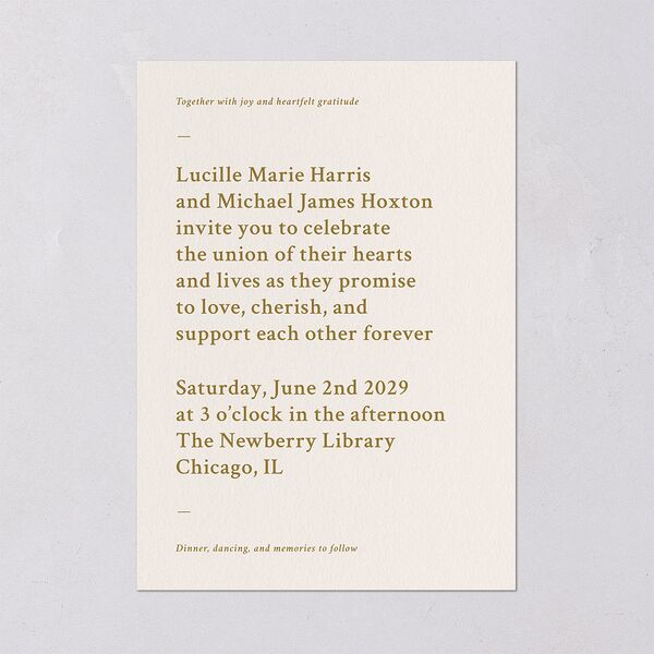 Elegant Typography Wedding Invitations Gold Signature Blank No Standard