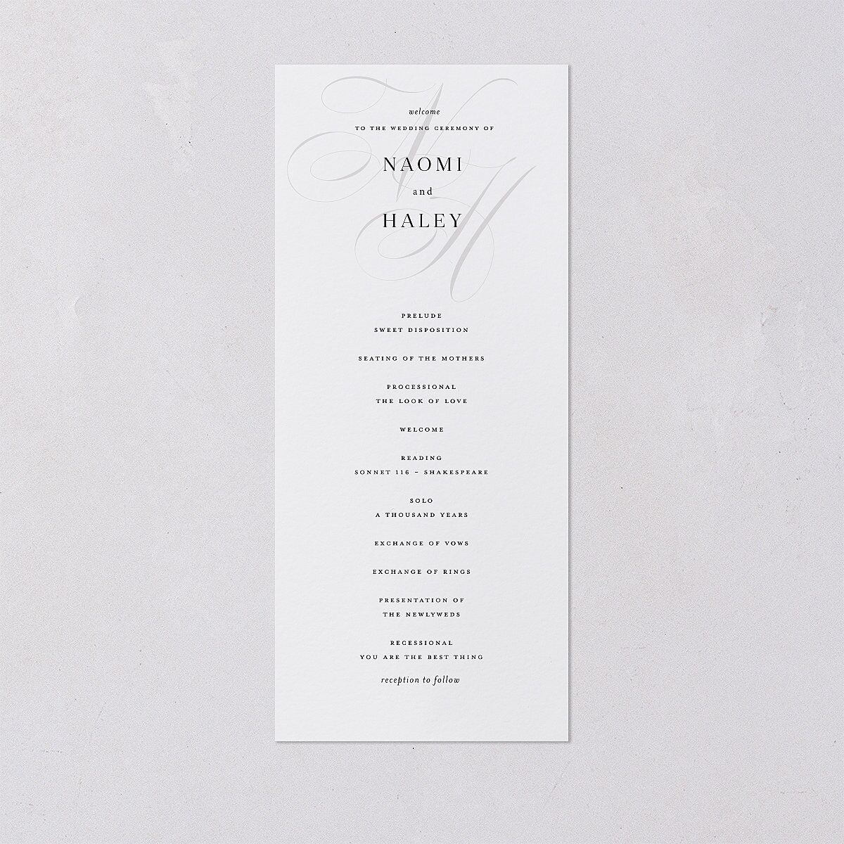 Elegant Monogram Wedding Programs Pure White Signature