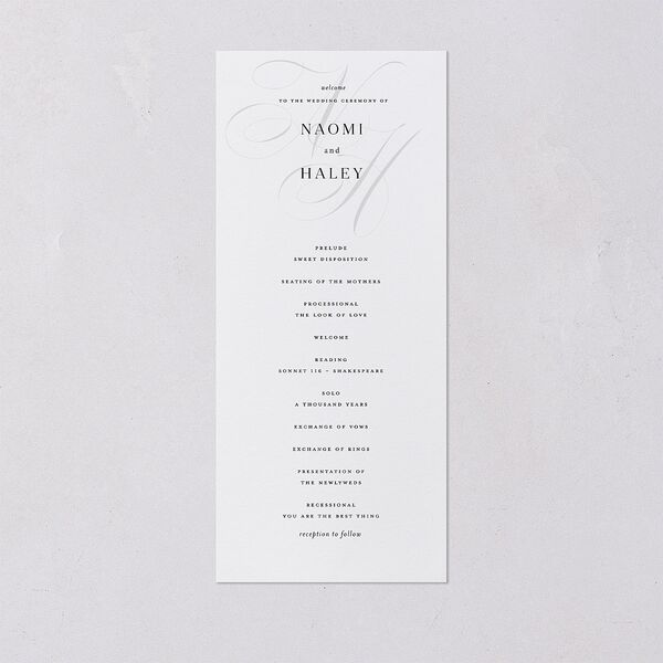 Elegant Monogram Wedding Programs Pure White Signature