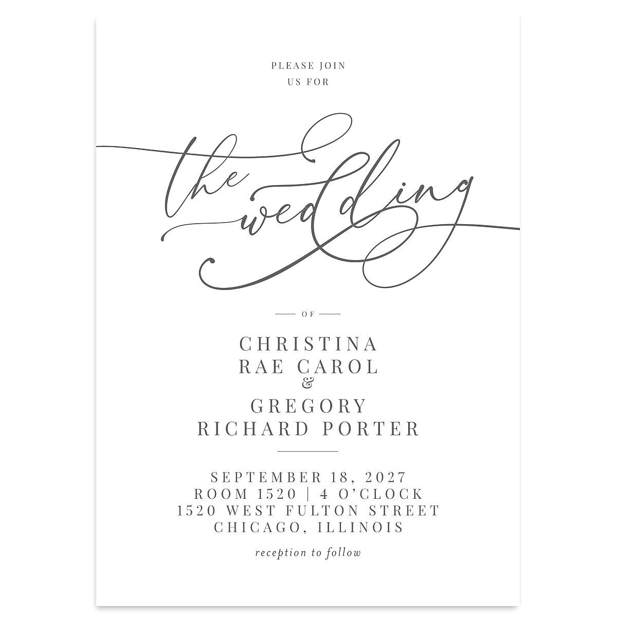 Romantic Calligraphy Wedding Invitations