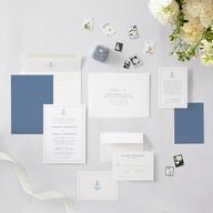 Minimal Icon Wedding Invitations Regency Blue Signature Blank No Standard
