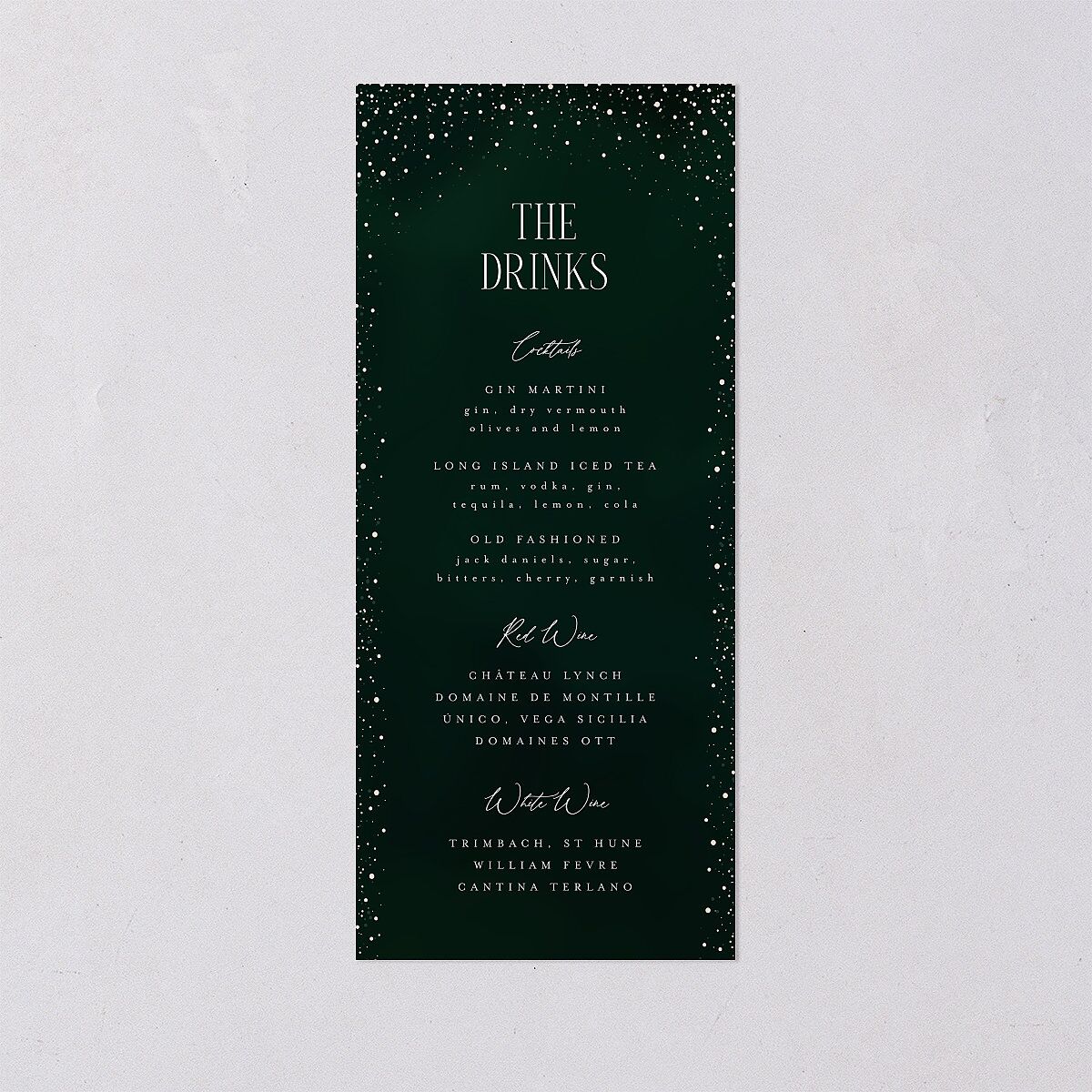 Sparkling Night Menus Dark Green Signature