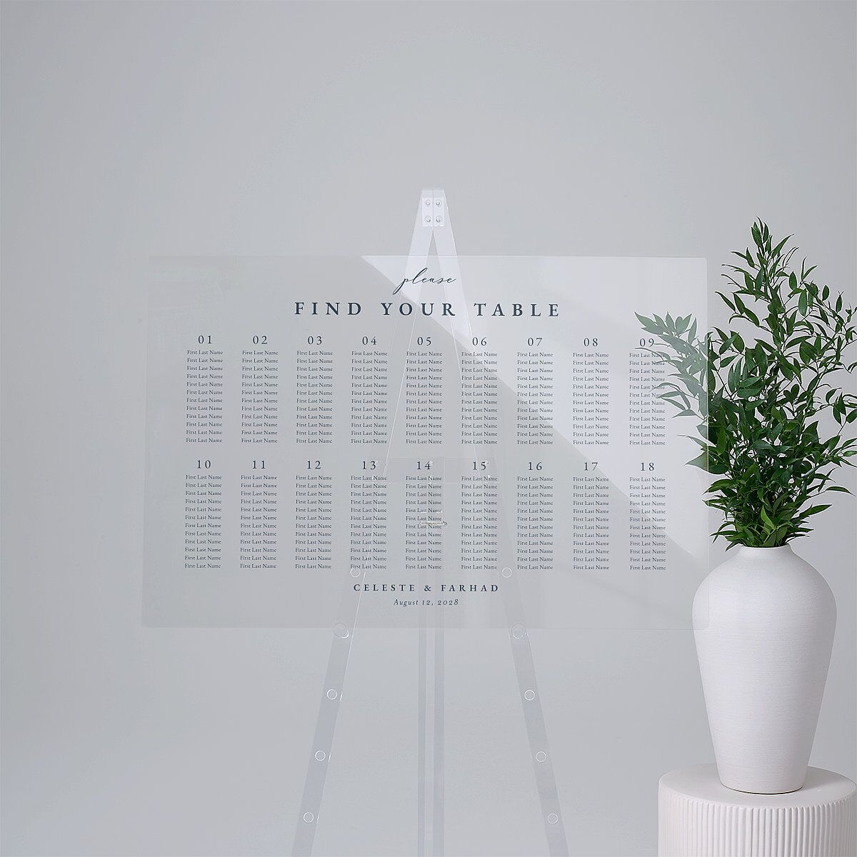 Illuminated Trees Acrylic Seating Chart Large Moody Blue Standard Acrylic L Seating