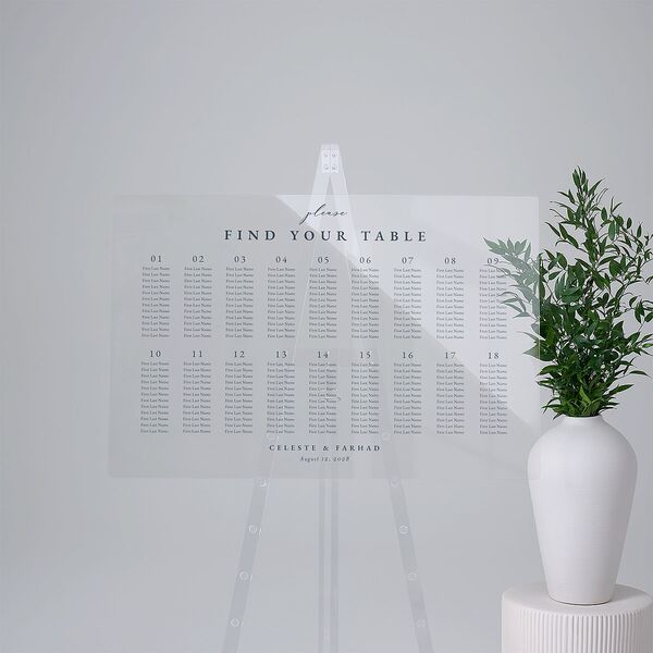 Illuminated Trees Acrylic Seating Chart Large Moody Blue Standard Acrylic L Seating