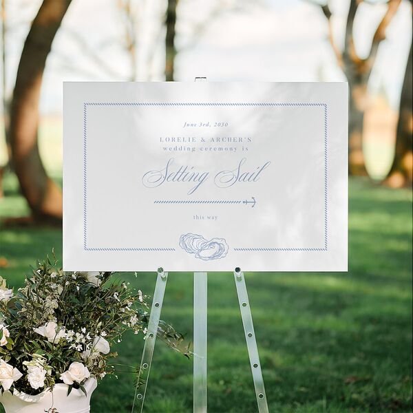 Coastal Oysters and Anchors Standard Direction Sign Large Sea Blue Standard Indoor Foam Core L Direction