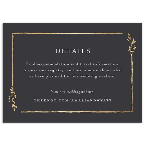 Exquisite Branches Botanical Wedding Enclosure Cards Gold Charcoal Signature Standard