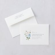 Elegant Peonies and Hydrangeas Wedding Invitations Baby Blue Signature Blank No Standard