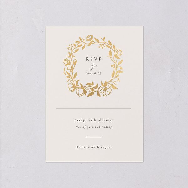 Delicate Vines Foil Wedding Response Cards Gold Hunter Green Signature Standard