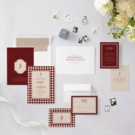 Elegant Diamond Pattern Wedding Invitations Burgundy Signature Blank No Standard