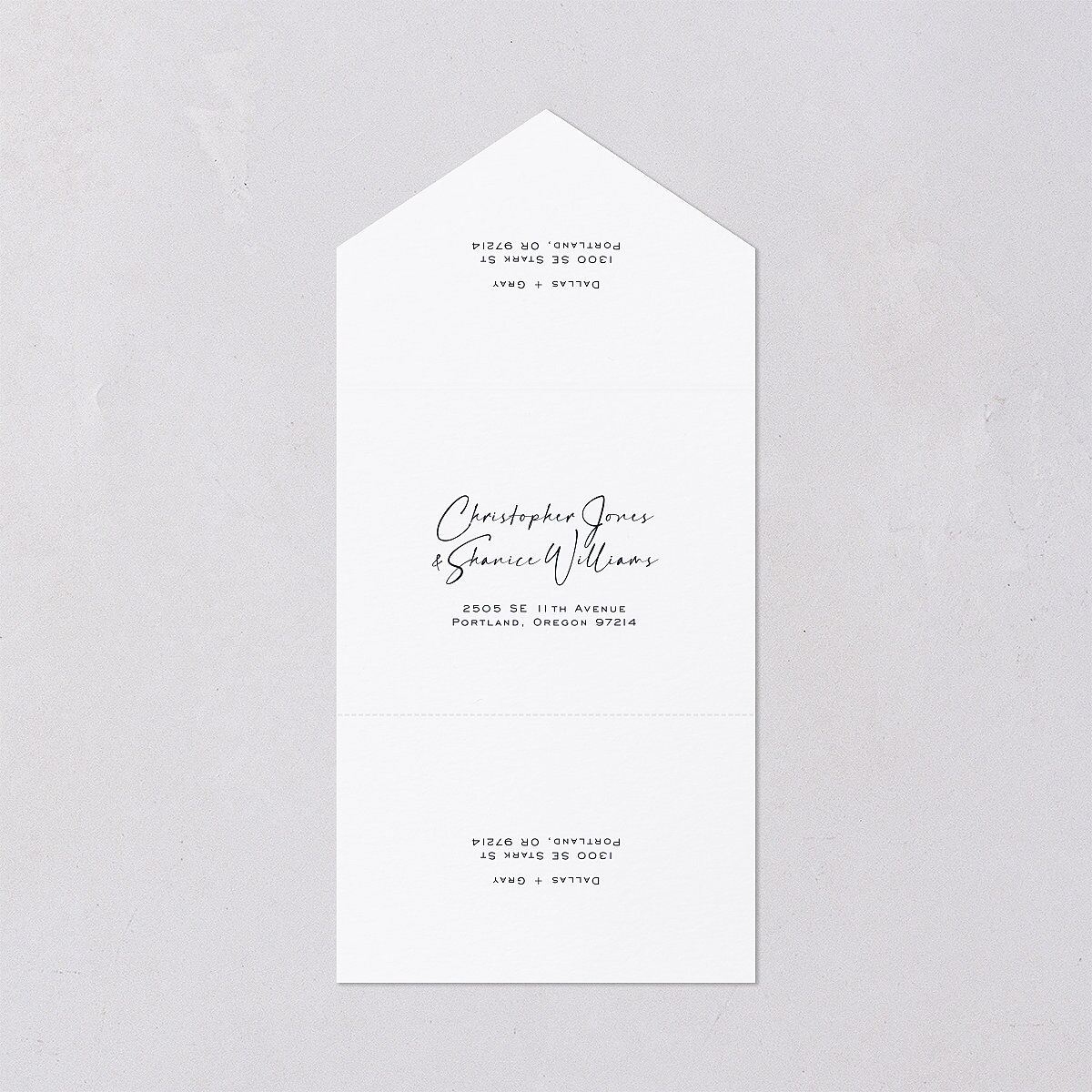 Simply Striking All-in-One Wedding Invitations Navy Signature Light Both Recipient and Return Addresses No