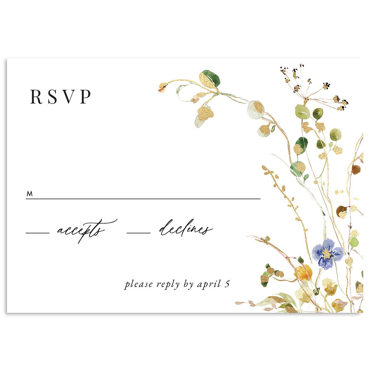 Glistening Wildflower Wedding Response Cards