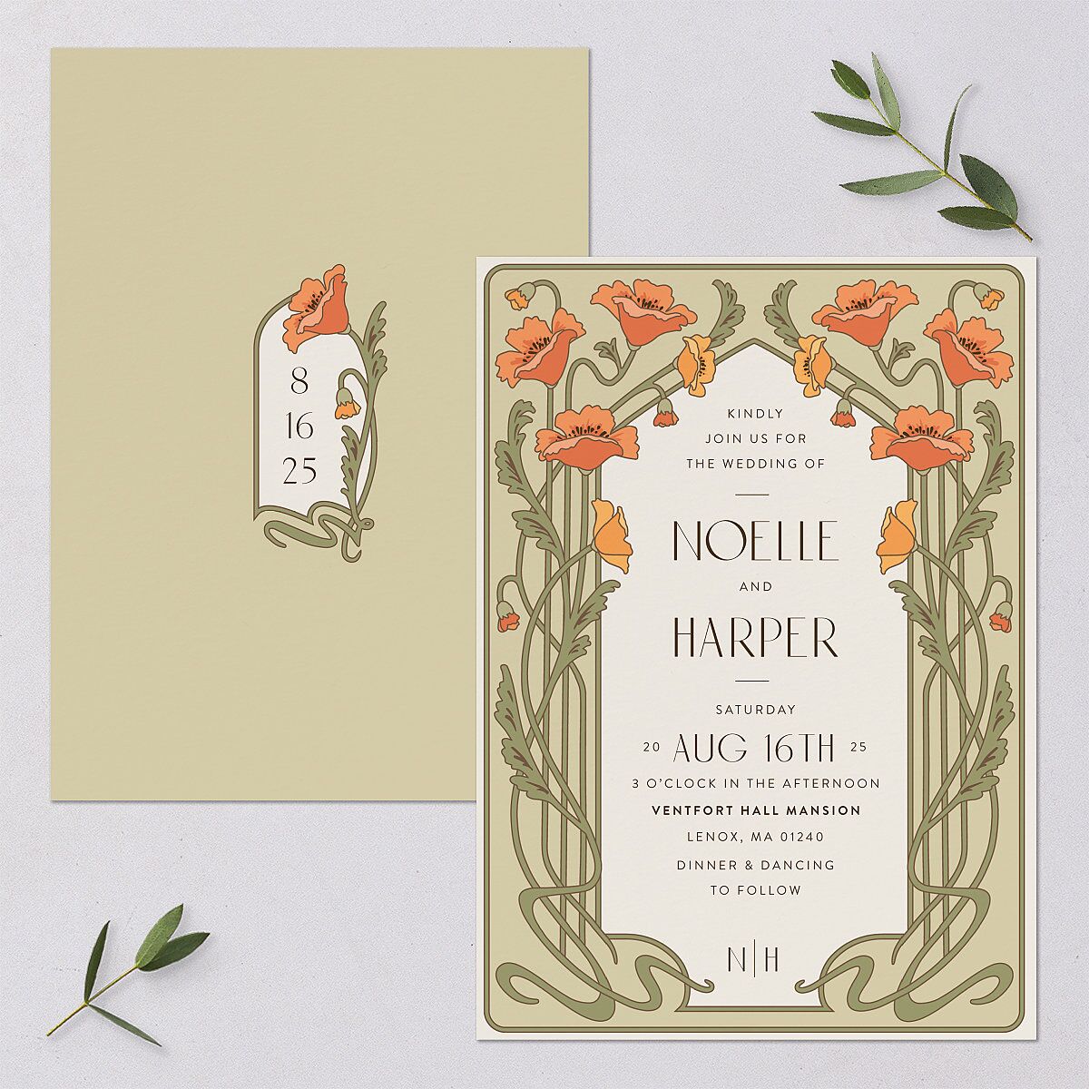Vintage Nouveau Wedding Invitations — view 1