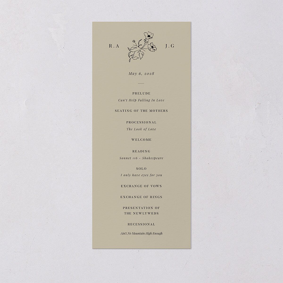 Elegant Minimal Wedding Programs Champagne Signature