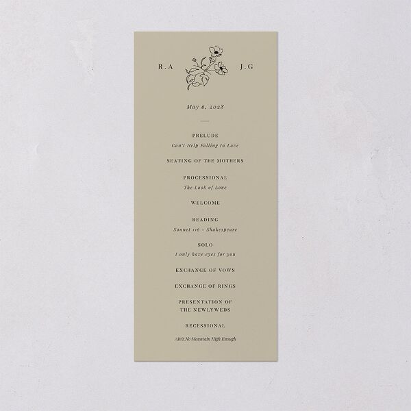 Elegant Minimal Wedding Programs Champagne Signature