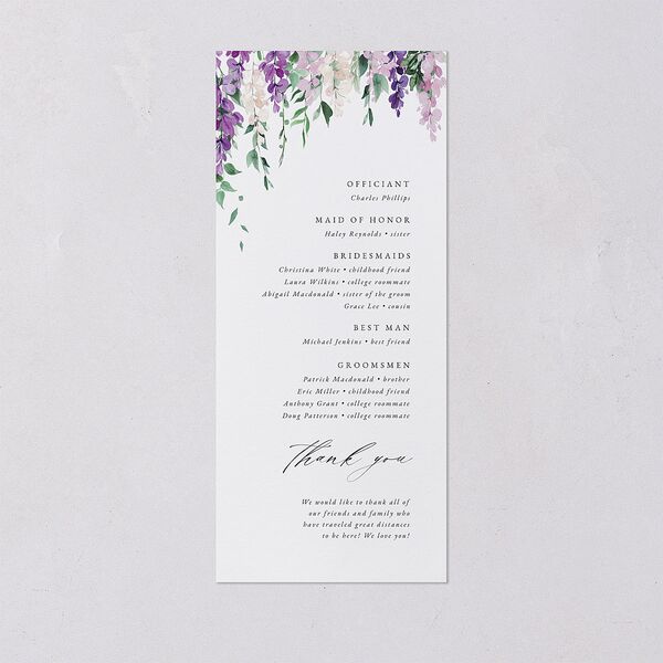 Sparkling Wisteria Wedding Programs Gold Iris Signature