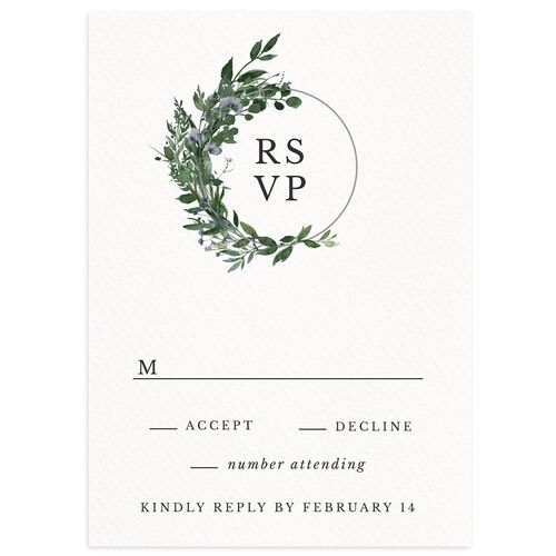 Leafy Hoops Wedding Response Cards Charcoal Signature Standard