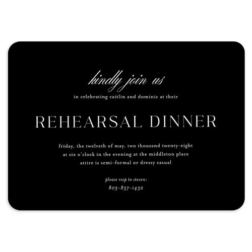Classic Flourish Rehearsal Dinner Invitations Licorice Signature Blank Rounded