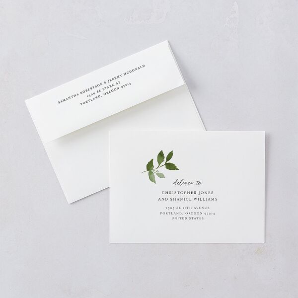 Leafy Frame Wedding Invitations Hunter Green Signature Blank No Standard