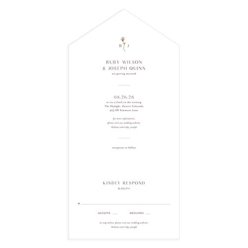 Dainty Monogram All-in-One Wedding Invitations Mauve Signature Light Both Recipient and Return Addresses