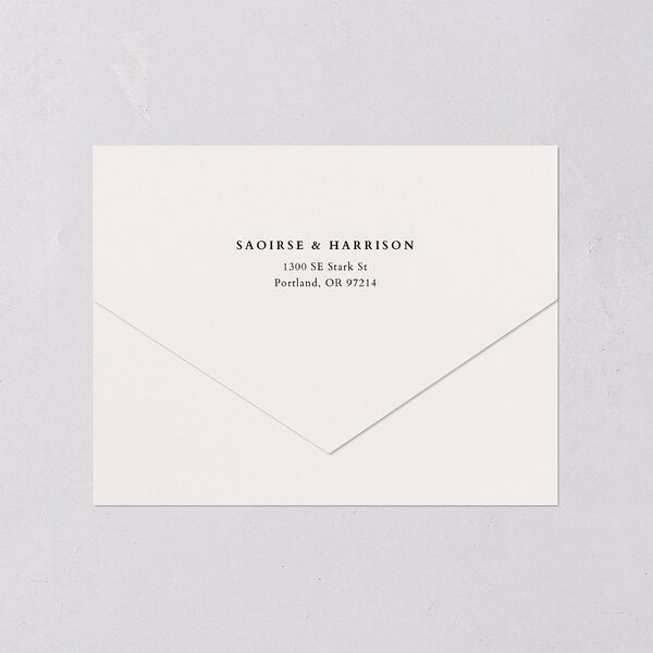 Elegant Editorial Page All-in-One Wedding Invitations Champagne Signature Light Both Recipient and Return Addresses No