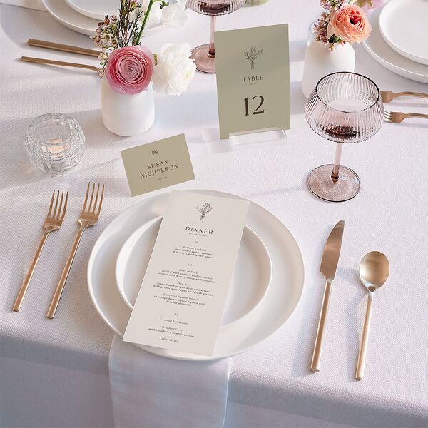 Simple Boho Flowers Menus Champagne Signature