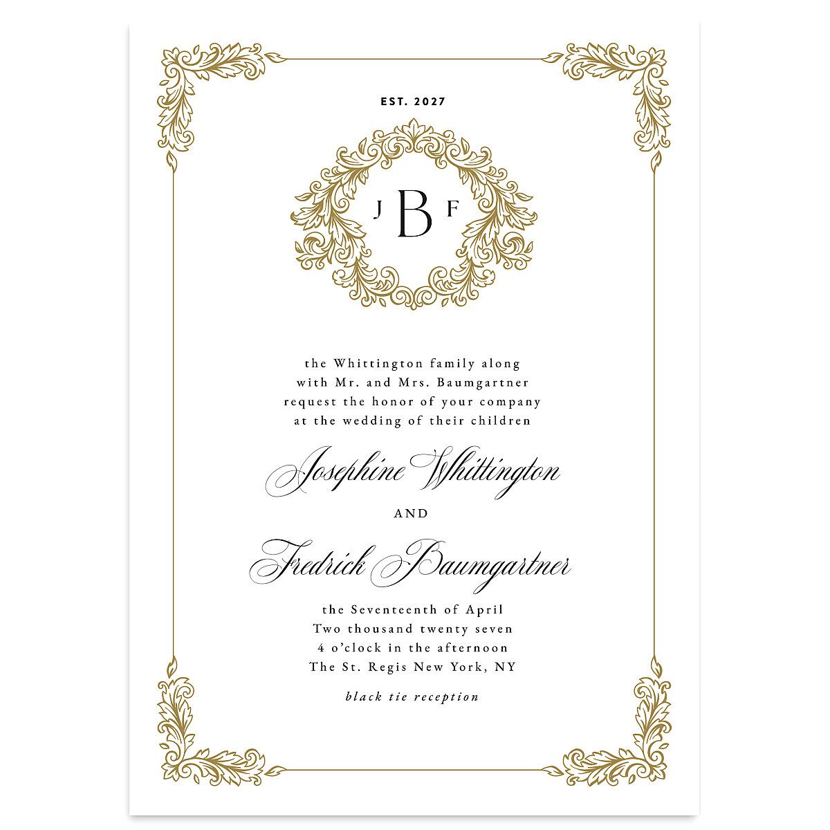 Black Tie Crest Wedding Invitations