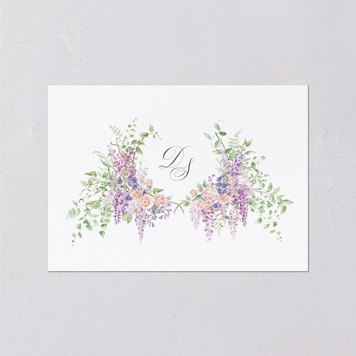 Formal Wisteria Garden Crest Wedding Enclosure Cards Purple Haze Signature