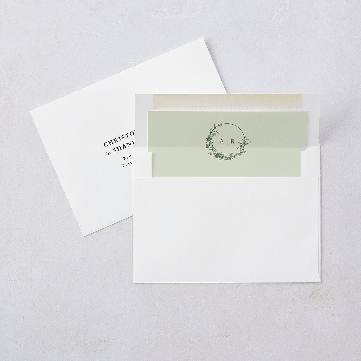 Botanical Arch Envelope Liners Hunter Green Standard
