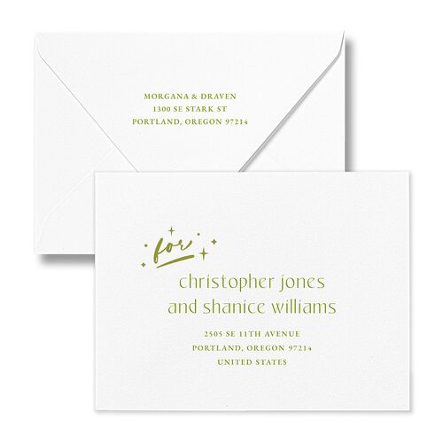 Til Death Do We Disco Thank You Card Euro Envelopes Pear White Both Recipient and Return Addresses Luxe Signature