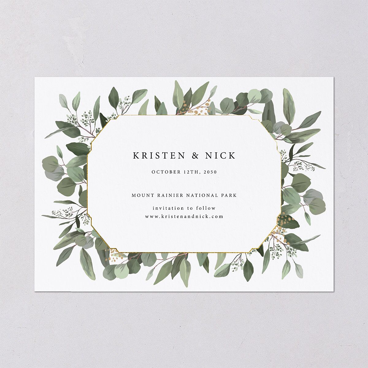 Eucalyptus Frame Save The Date Cards — view 3