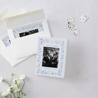 Timeless Floral Photo Thank You Cards Dusty Blue