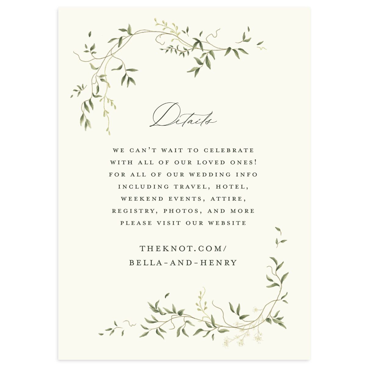 Dainty Fairytale Greenery Wedding Enclosure Cards
