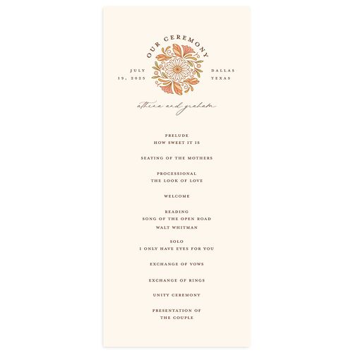 Intricate Vintage Wedding Programs Peach Pink Signature