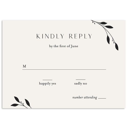 Gilded Sprigs Wedding Response Cards Charcoal Signature Standard