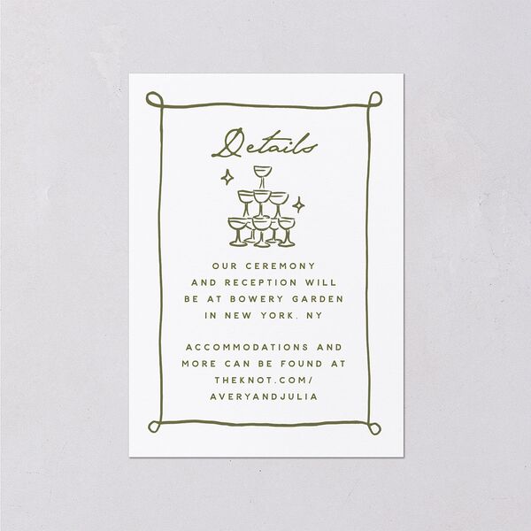 Hand Drawn Cake Wedding Event Detail Cards Dark Camo Signature Standard