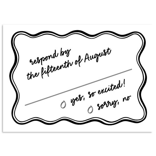Modern Hand Drawn Wavy Frame Wedding Response Cards Licorice Signature Standard