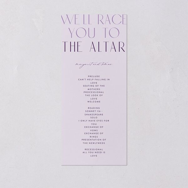 Real Talk Wedding Programs Sheer Lilac Signature
