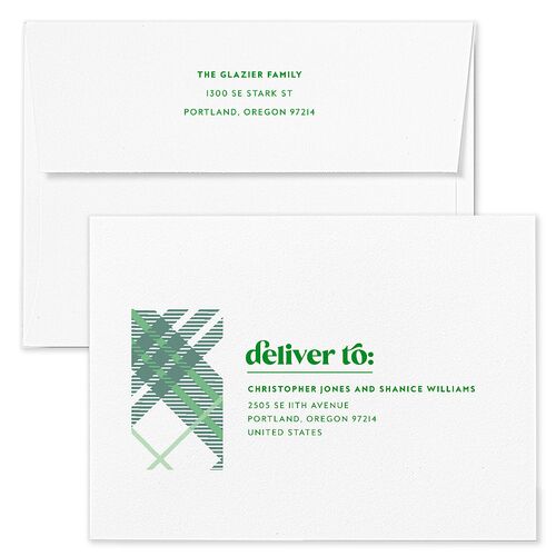 Sweet Holiday Holiday Card Envelopes Blue Jewel Green Both Recipient and Return Addresses Standard Signature