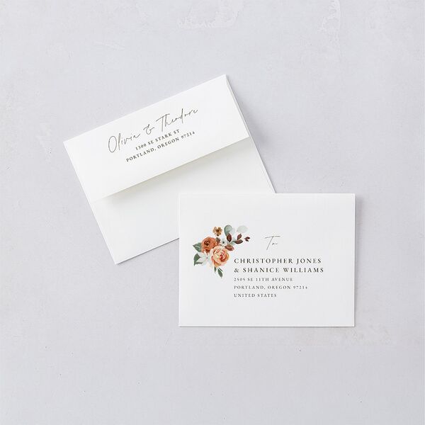 Eucalyptus Bouquet Save the Date Petite Cards Terracotta Signature smooth Blank No Standard